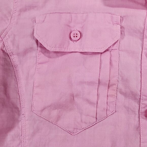 🐞Columbia Pink Camp Henry Buttoned Short Sleeve Top Medium - Picture 11 of 16